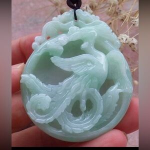 Elegant jadeite Jade Pendant Necklace phoenix flower certificate